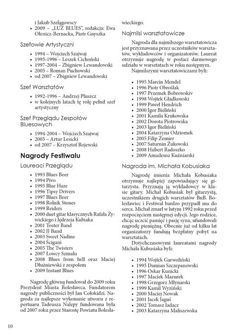 Blues nad Bobrem - Biuletyn 2010, strona 10